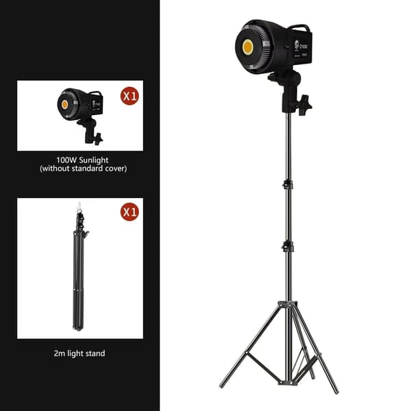 Fotografi LED-lampa, 100W solljus, justerbar ljusstyrka,med 2m stativ