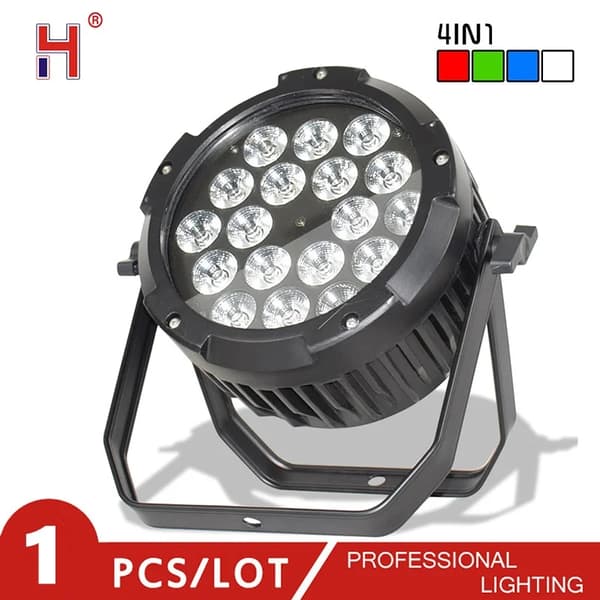 Vandtæt LED Par Lys, 18X18W RGBWA+UV, DMX512 Kontrol,IP65 4-I-1, EU stik