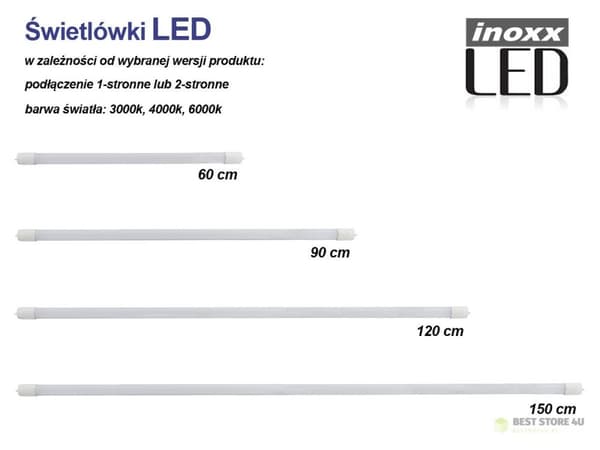 LED lysstofrør 150cm 22w t8 3000k g13 varm transparent dobbeltsidet