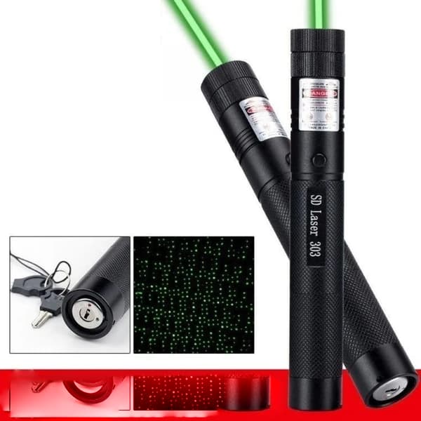 GREEN POWER LASER + Laddare + Batteri + NYCKLAR Räckvidd upp till 10 km