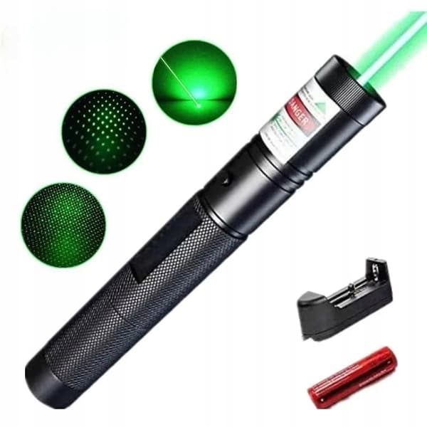 GREEN POWER LASER + Laddare + Batteri + NYCKLAR Räckvidd upp till 10 km