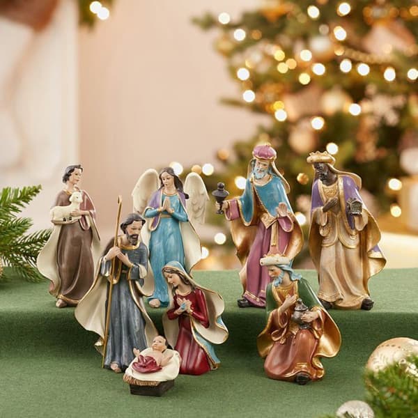 Kurt s. adler - C5709 - Kurt Adler Set med figuriner i resin om Nativitet, 15,88 cm, Förpackning med 8 delar