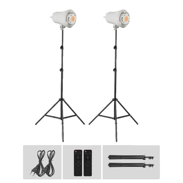 SH LED COB Video Lys, Bi-farvet 3200K-5600K, Justerbar Lysstyrke 1-100,2 stk 90 stativ