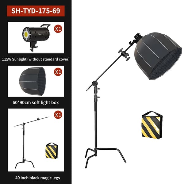 Fotografibelysningskit, 115W soligt LED, justerbar tvåfärgad temperatur,330 C-ställ 90cm B