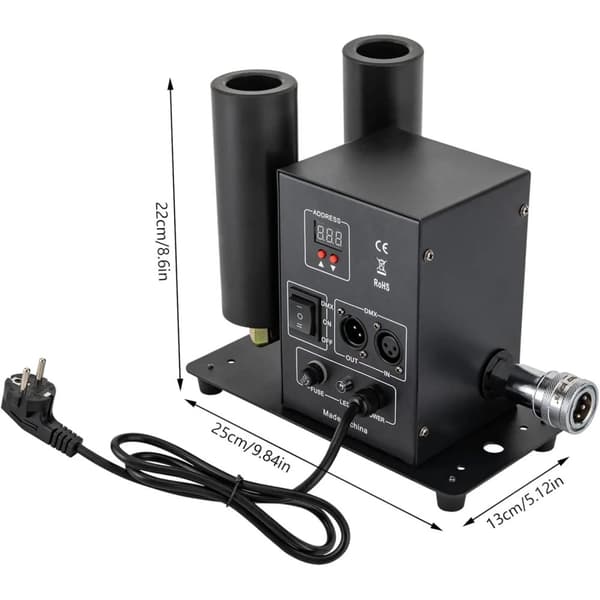 Dobbelt-rør Atomizer, 200 W Effekt, DMX CO2 Kontrol Jet,sort
