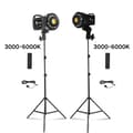 Miniatyrbillede 2 af 2: Fotografi LED Video Lys, Trinløs Dæmpning, Høj Lysstyrke,2m Tripod 100W 2stk