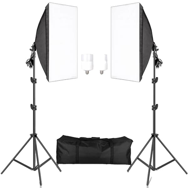 Fotografi Softbox Belysningskit, Justerbar 2M Lystativ, Inkluderer Oxford Taske,20W LED pærer