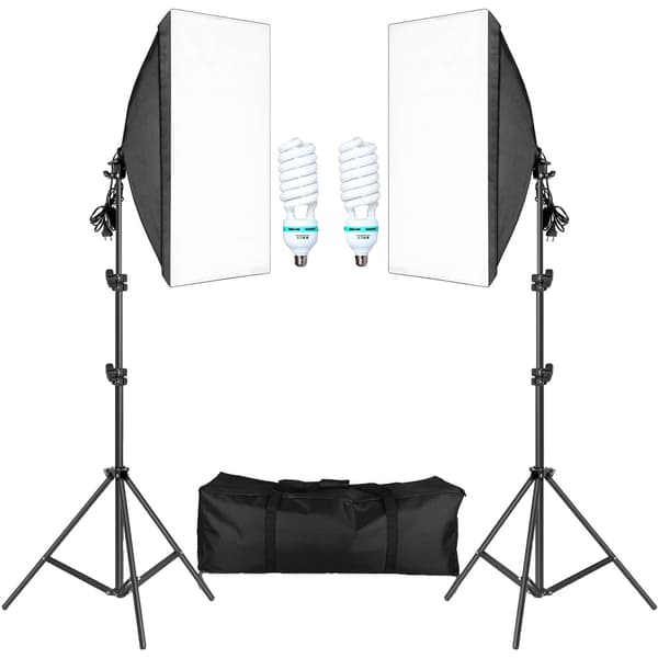 Fotografi Softbox Belysningskit, Justerbar 2M Lystativ, Inkluderer Oxford Taske,135W pærer