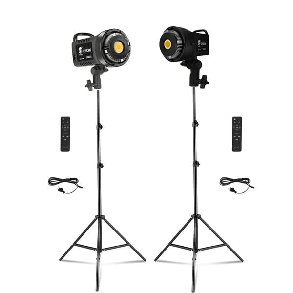 100W Fotografi LED-lampa, Justerbar Färgtemperatur, Hög Ljusstyrka,2 Ljus 2M Stativ