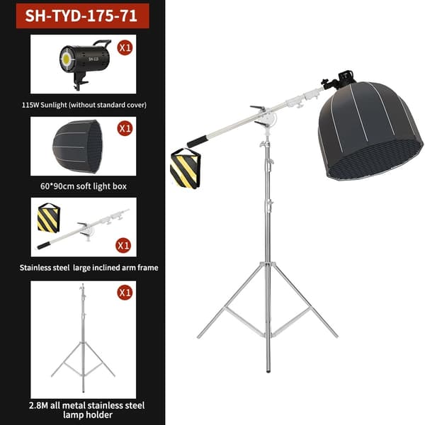 Fotografibelysningskit, 115W soligt LED, justerbar tvåfärgad temperatur,280 Stativarm 90cm