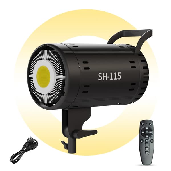 SH LED COB Video Lys, Bi-farvet 3200K-5600K, Justerbar Lysstyrke 1-100,115W lampe