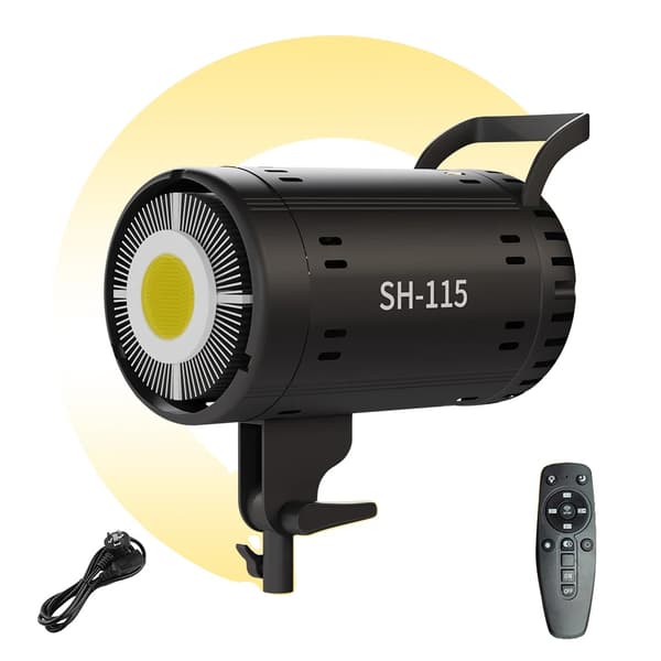SH LED COB Video Lys, Bi-farvet 3200K-5600K, Justerbar Lysstyrke 1-100,115W lampe