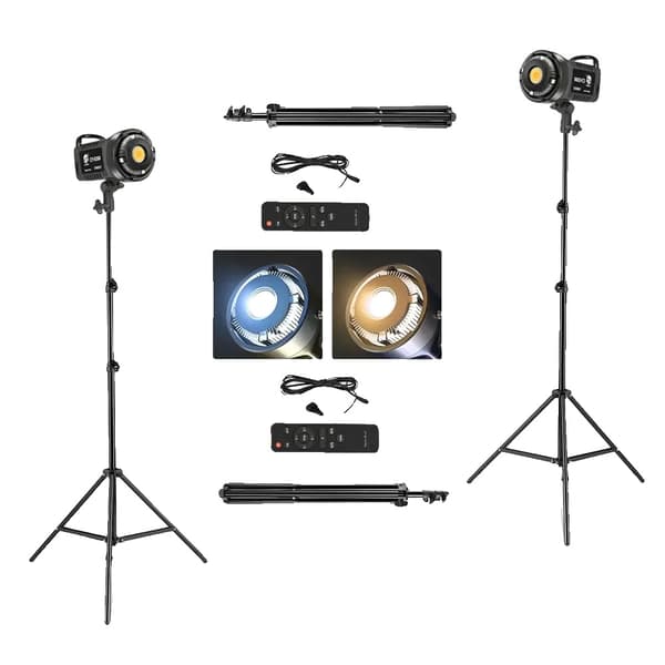 SH LED COB Video Lys, Bi-farvet 3200K-5600K, Justerbar Lysstyrke 1-100,2 stk 100 stativ