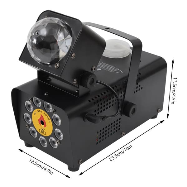 Tågemaskine med LED-lys, 12 farvemuligheder, fjernbetjening, kraftfuld 500W