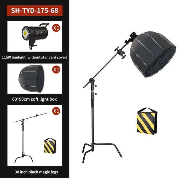 Fotografibelysningskit, 115W soligt LED, justerbar tvåfärgad temperatur,260 C-stand 90cm B