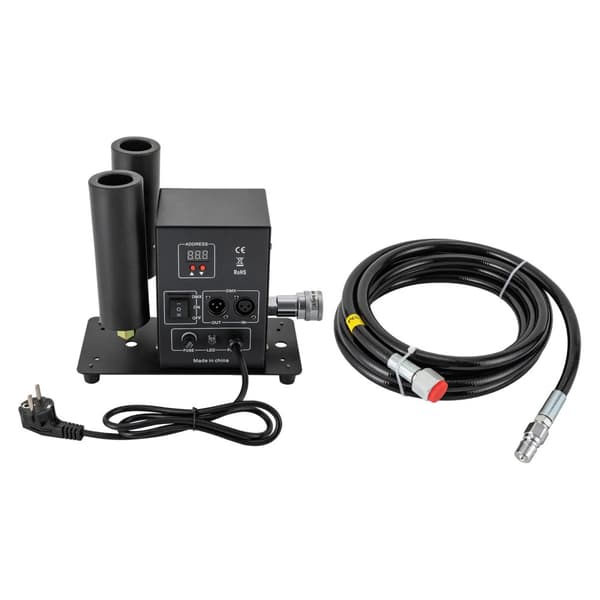 DMX512 CO₂ Luftsøjlemaskine, 200W Effekt, 6-8m Sprayhøjde,EU-stik, sort