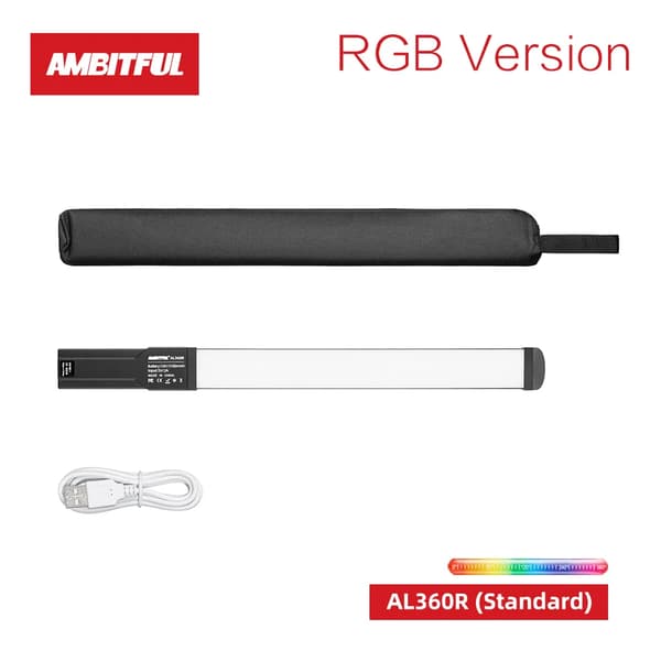 Håndholdt LED Videolys, Justerbar 3000K-6000K Farvetemperatur, 15W Effekt,AL360R RGB