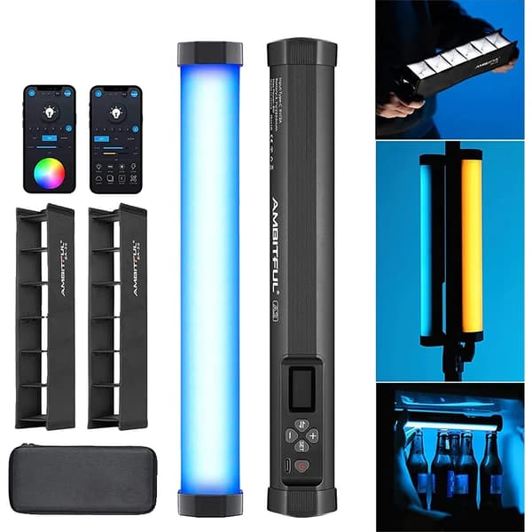 AMBITFUL A2 Kit-2 RGB Rörlampa, 8W Effekt, Trådlös Mobilkontroll,A2 Kit-2