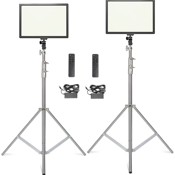 14 tum Fotografi LED-panel, Justerbar färgtemperatur, Fjärrstyrd,2st 280cm Stativ