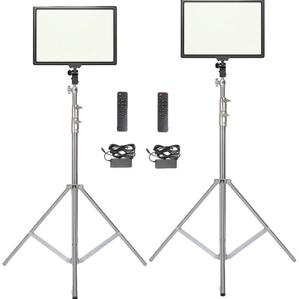 14 tum Fotografi LED-panel, Justerbar färgtemperatur, Fjärrstyrd,2st 280cm Stativ