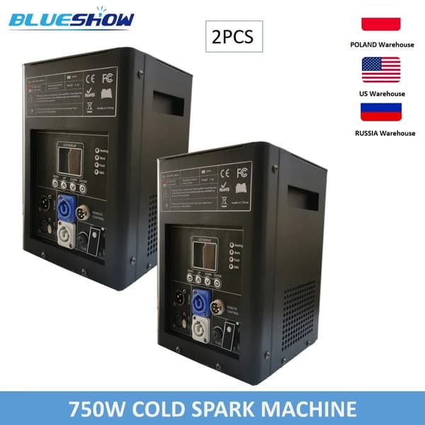 Kall gnistmaskin, 750W effekt, LCD-display,Vit Skal, 2 Maskin