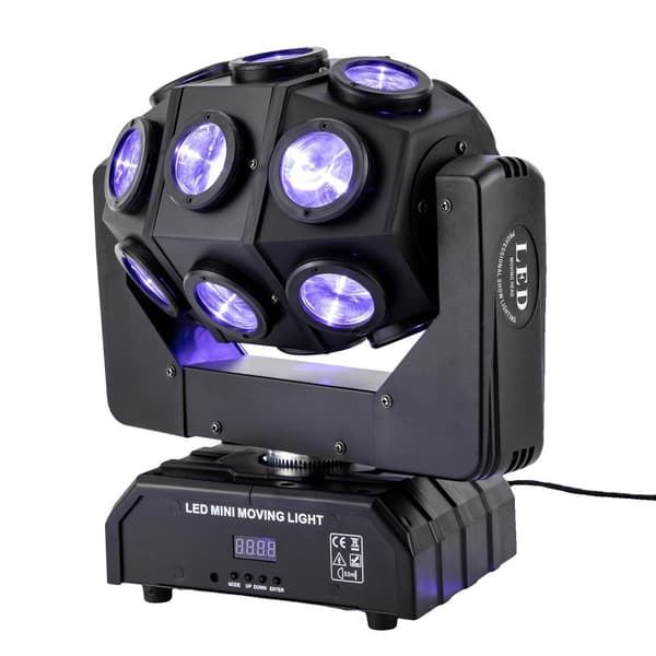 Scenljus, 18 st RGBW, DMX512-kontroll, ljudaktivering