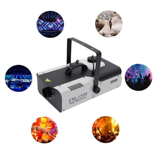 Røgmaskine, 1500W effekt, 18000-25000 kubikfod output, RGB LED-belysning