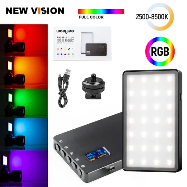 RGB Video Lys, Justerbar Farvetemperatur 2500K-8500K, Lysstyrkekontrol 0-100,Sæt 1