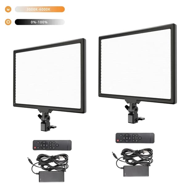 14 tommer Fotografi LED-panel, Justerbar farvetemperatur, Fjernbetjent,2 pcs Lys