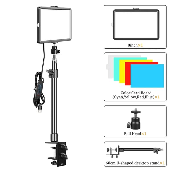 Fotografi LED Videolampa, Justerbar Ljusstyrka, Bi-Färg 3200K-5600K,8tum 60 stativ