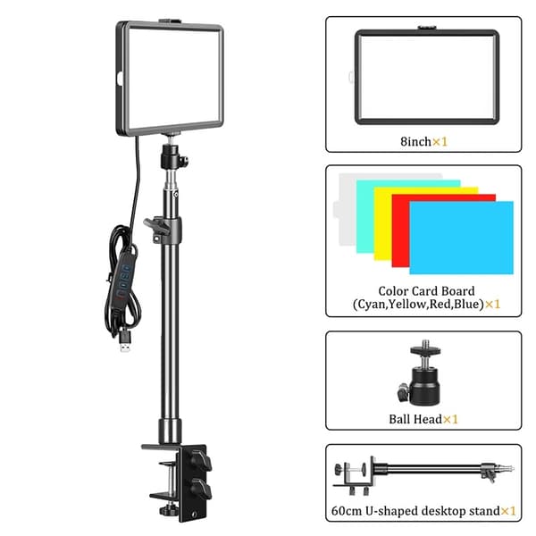 Fotografi LED Videolampa, Justerbar Ljusstyrka, Bi-Färg 3200K-5600K,8tum 60 stativ