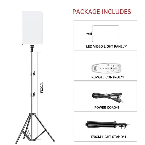 LED Video Belysning, Justerbar Farvetemperatur, Flere Stativhøjder,Ny 170cm tripod