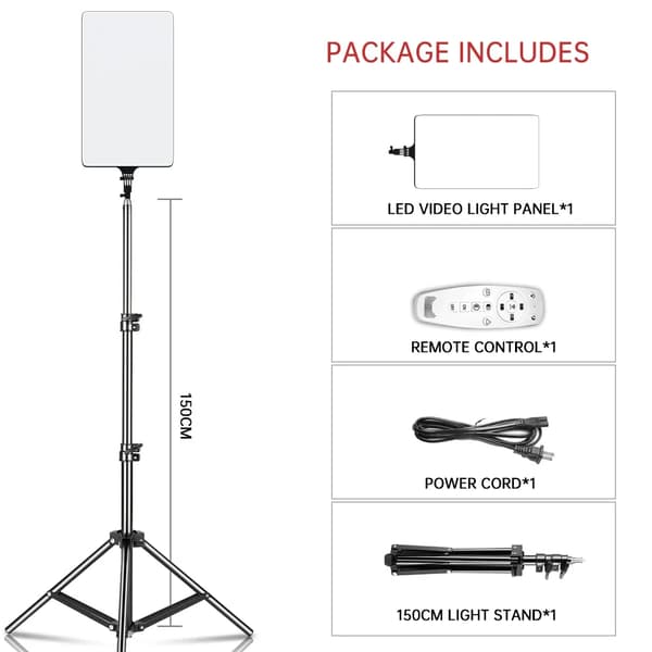 LED Video Belysning, Justerbar Farvetemperatur, Flere Stativhøjder,150cm stativ