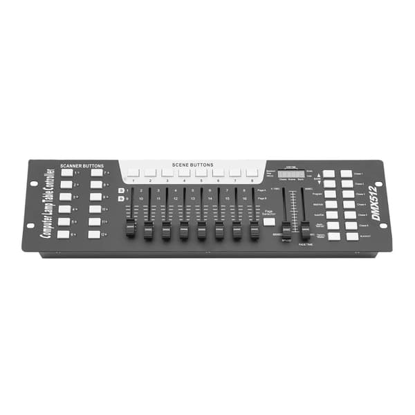 192DMX Scene Lysstyringscontroller, 240 Scener Programmering, Ledningsført Elektrisk,EU stik, sort