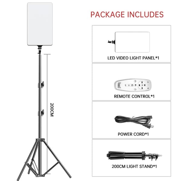 LED Video Belysning, Justerbar Farvetemperatur, Flere Stativhøjder,Ny 200cm tripod