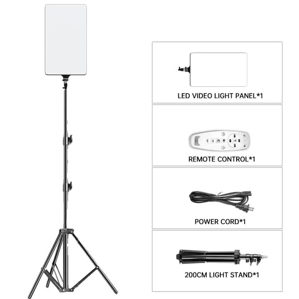 LED Video Belysning, Justerbar Farvetemperatur, Flere Stativhøjder,Ny 200cm tripod