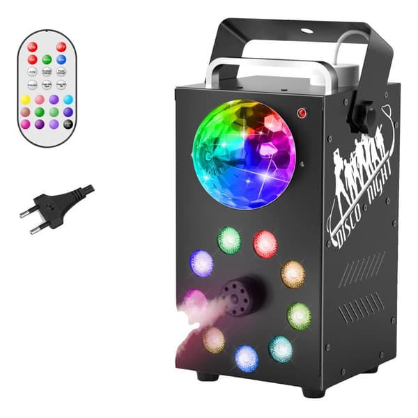 Røgmaskine med RGB-belysning, 700W effekt, trådløs fjernbetjening,EU stik