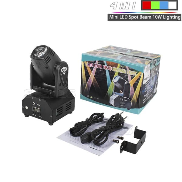 LED Moving Head Lys, Spot Beam, DMX512 Kontrol, LED 10W Beam Light, EU-stik