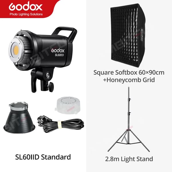 Godox SL60IID COB LED Videolys, Dagslys 5600K, Trådløs Kontrol,SL60IID Kit 3