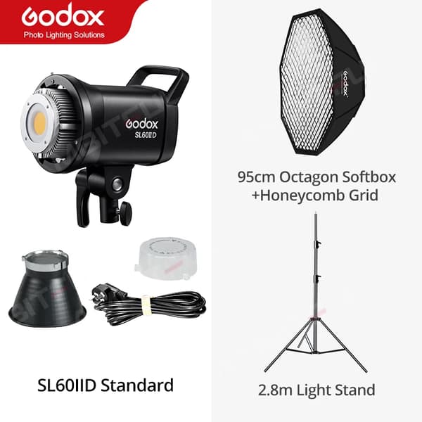 Godox SL60IID COB LED Videolys, Dagslys 5600K, Trådløs Kontrol,SL60IID Kit 5