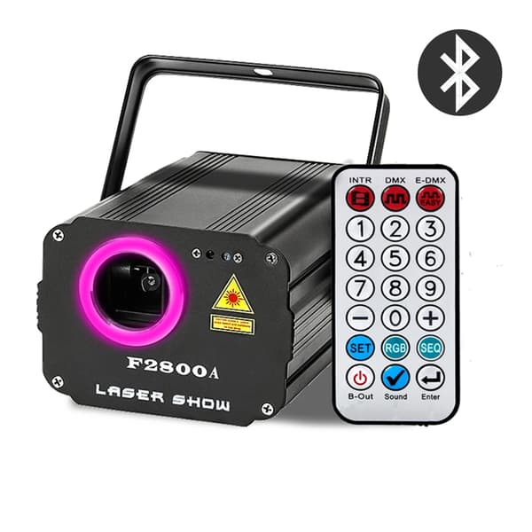 Scene Laserlysprojektor, 60W Effekt, 1400mW RGB Laser,F2800A SORT, EU-stik