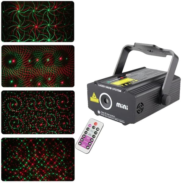 Laserstjerneprojektor, 4 mønstre, sceneeffektlys, L27 4P Fjernbetjening, EU-stik