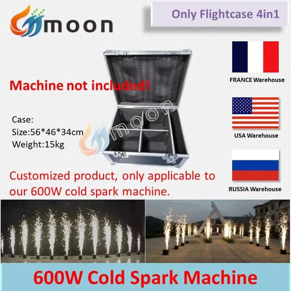 600W Kall Funksmaskin, Funks Höjd 1,5-5m, Snabb Uppställningstid,Svart, Endast Flightcase 4in1