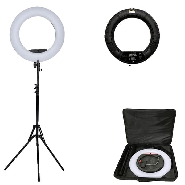Ringljus, Professionell Belysning, Justerbar Färgtemperatur, Svart KIT