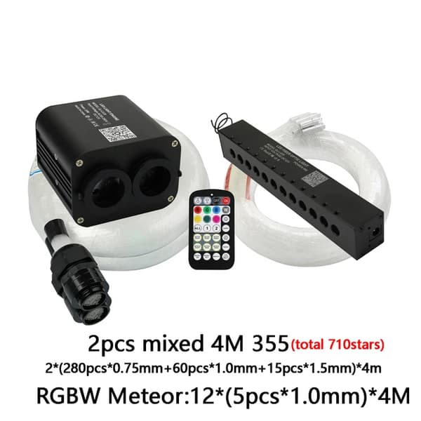 Bil Takstjärnljus, Glittrande Effekt, RGB Meteor Musikkontroll, Bilkopplingsplugg, 2 st Blandade 355 st 4M