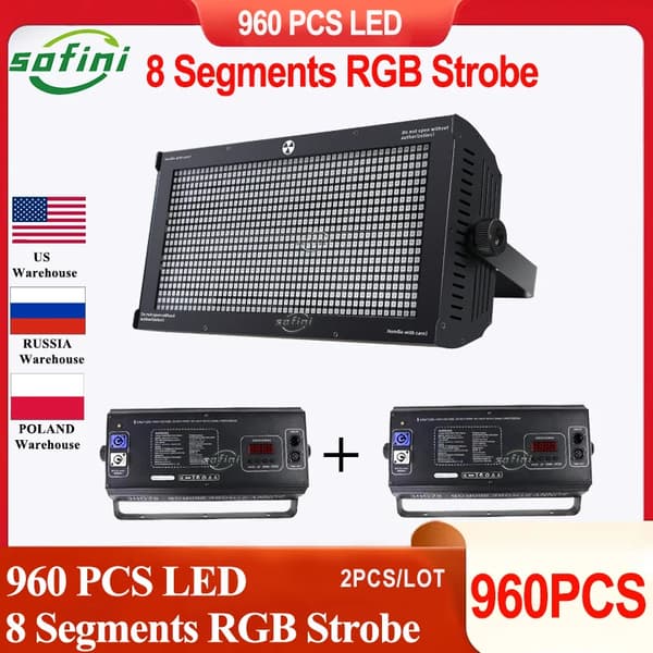 RGB Strobelys, 250W Effekt, DMX-512 Kontrol,2 Lygter