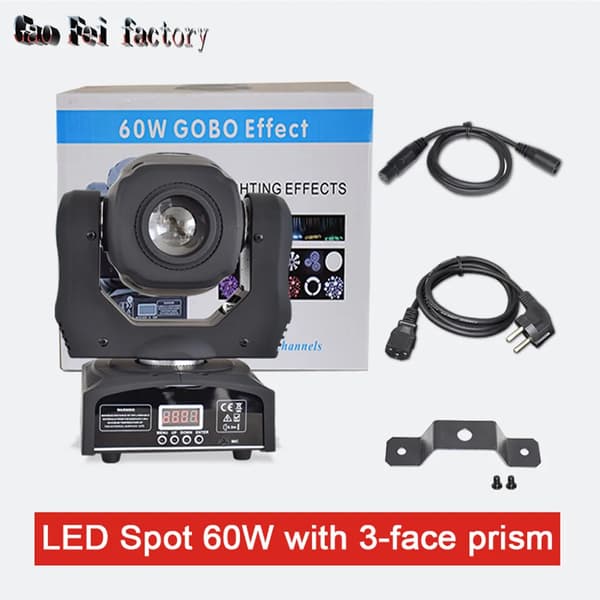 Mini Moving Head Scene Lys, 60W LED, 3-Face Prismeffekt,EU-stik, Prism Model 60W