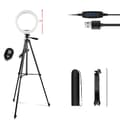Miniatyrbillede 1 af 2: Selfie Ring Light, Justerbar Tripod Stativ, Dæmpbar 3 Farver, 10 tommer sort