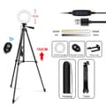 Miniatyrbillede 2 af 2: Selfie Ring Light, Justerbar Tripod Stativ, Dæmpbar 3 Farver, 6 tommer sort