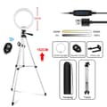 Miniatyrbillede 2 af 2: Selfie Ring Light, Justerbar Tripod Stativ, Dæmpbar 3 Farver, 10 tommer grå